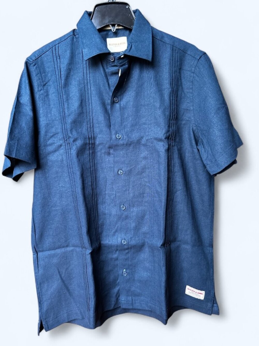 Scotch & soda Men's Short Sleeve Woven Shirt Blue Size M